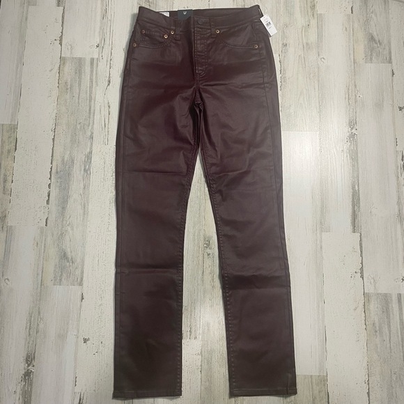 Gap Burgundy Maroon Faux Leather Pants NWT Size 27 Tall Modern Slim - Picture 1 of 10